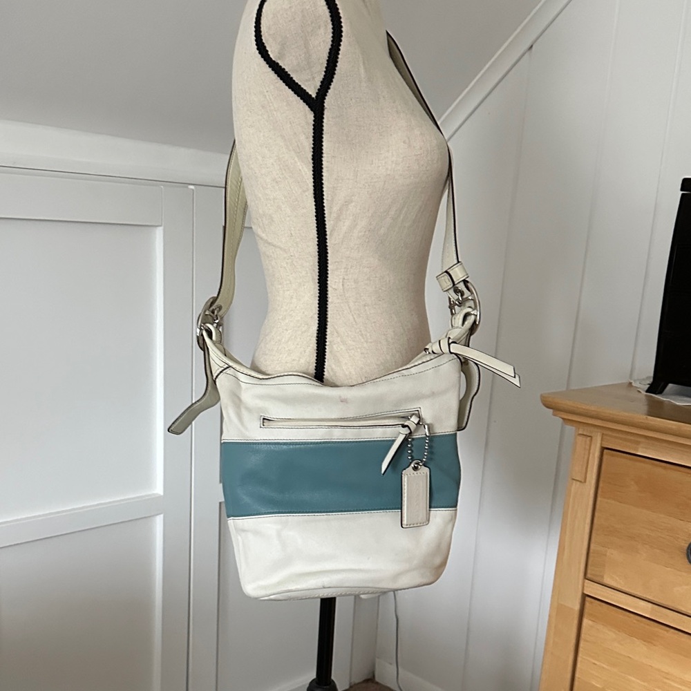 Coach White and Blue Crossbody Bag